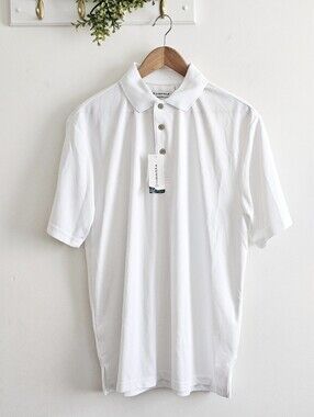 NWT Cubavera Bright White Textured Polo Shirt Men’s Large Tropical Resort Golf